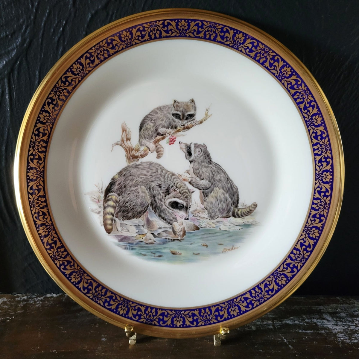 Lenox Woodland Wildlife 1973 Raccoons Collector Plate By Boehm