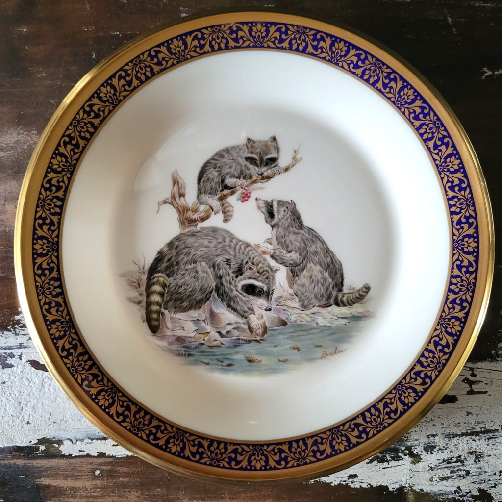 Lenox Woodland Wildlife 1973 Raccoons Collector Plate By Boehm