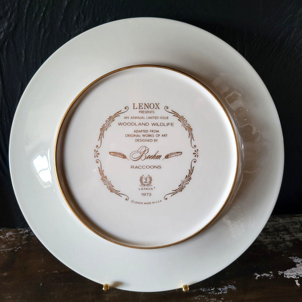Lenox Woodland Wildlife 1973 Raccoons Collector Plate By Boehm