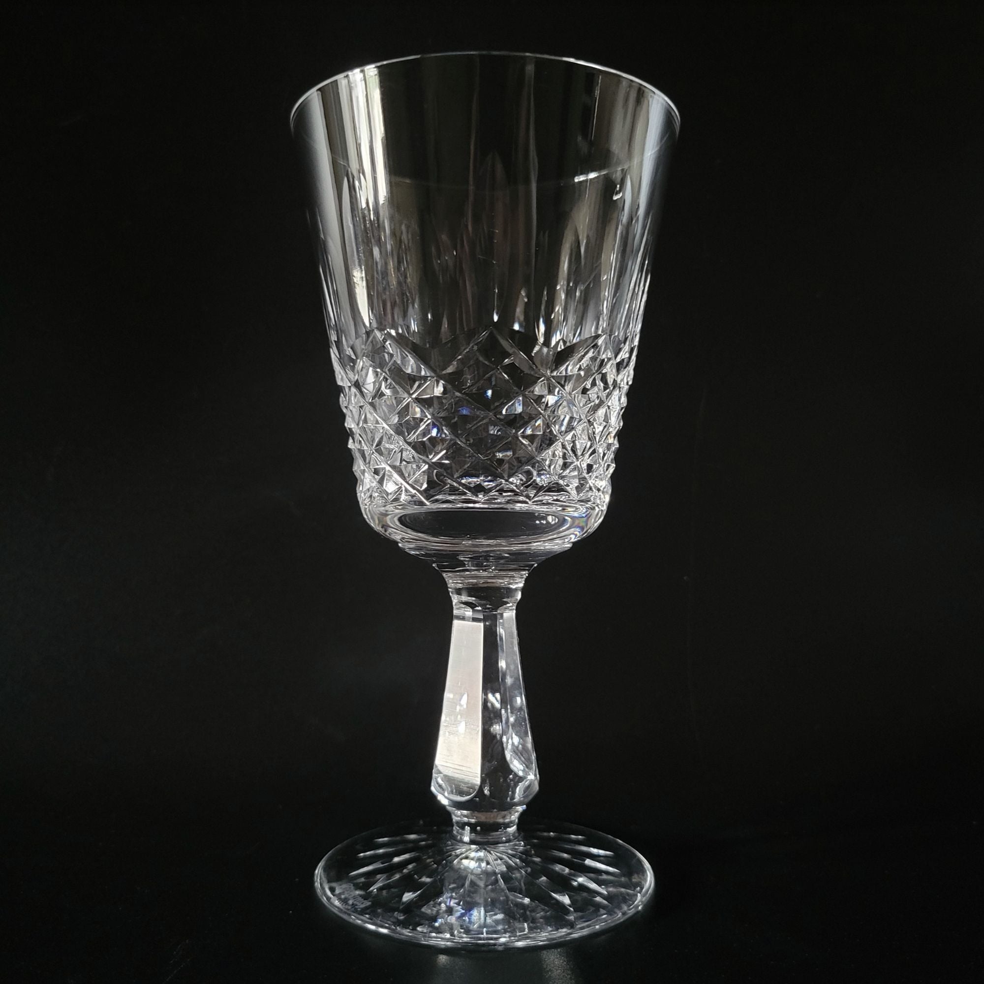 Vintage Waterford Crystal Kenmare Claret Wine Goblet 6.75" Cut Diamond Design
