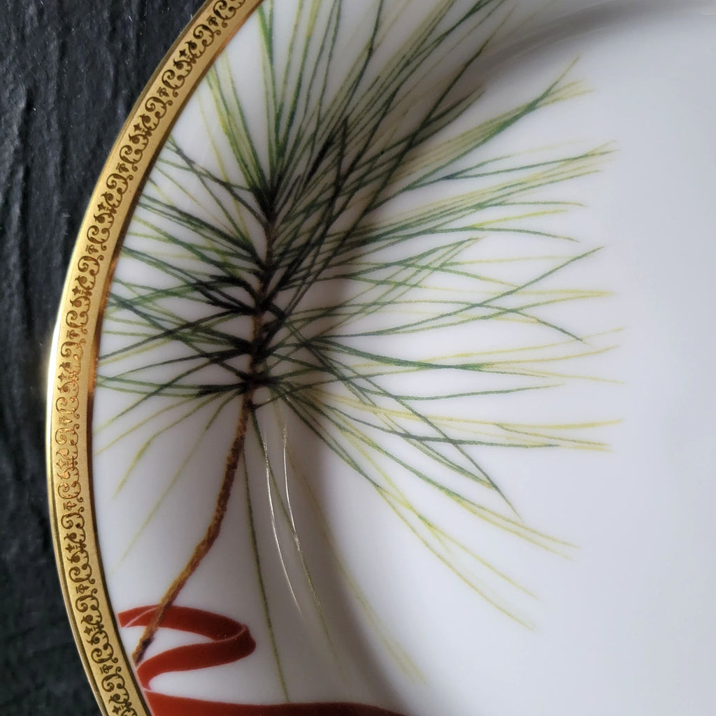 Charter Club Fashion Buffet Christmas Salad Plate Holly and Pine 9.375"