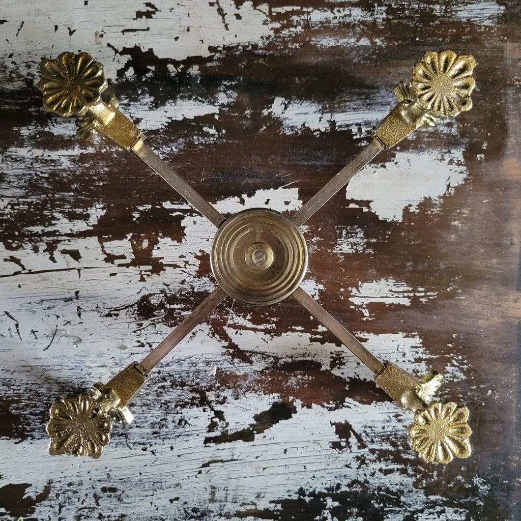 Vintage Brass Expandable Trivet Ornate Shell Design Dish Or Plant Pot Holder