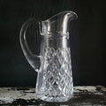 Vintage Cut Glass Pitcher With Diamond and Laurel Leaf Pattern, Upscale Dining