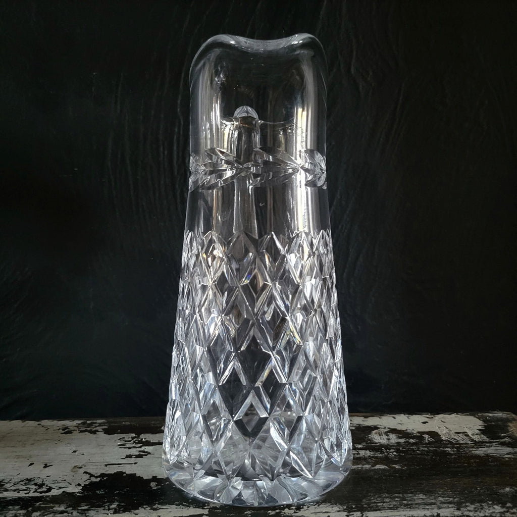 Vintage Cut Glass Pitcher With Diamond and Laurel Leaf Pattern, Upscale Dining