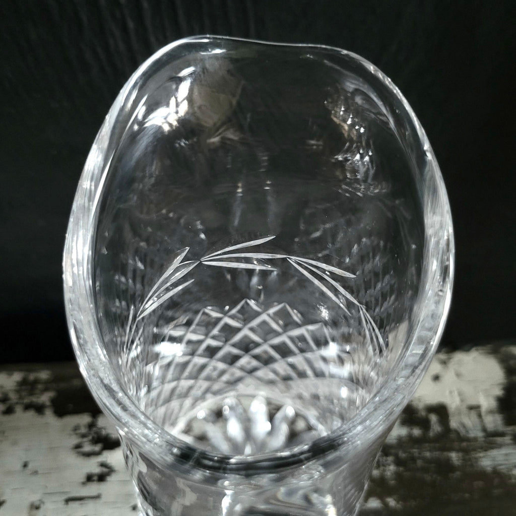 Vintage Cut Glass Pitcher With Diamond and Laurel Leaf Pattern, Upscale Dining