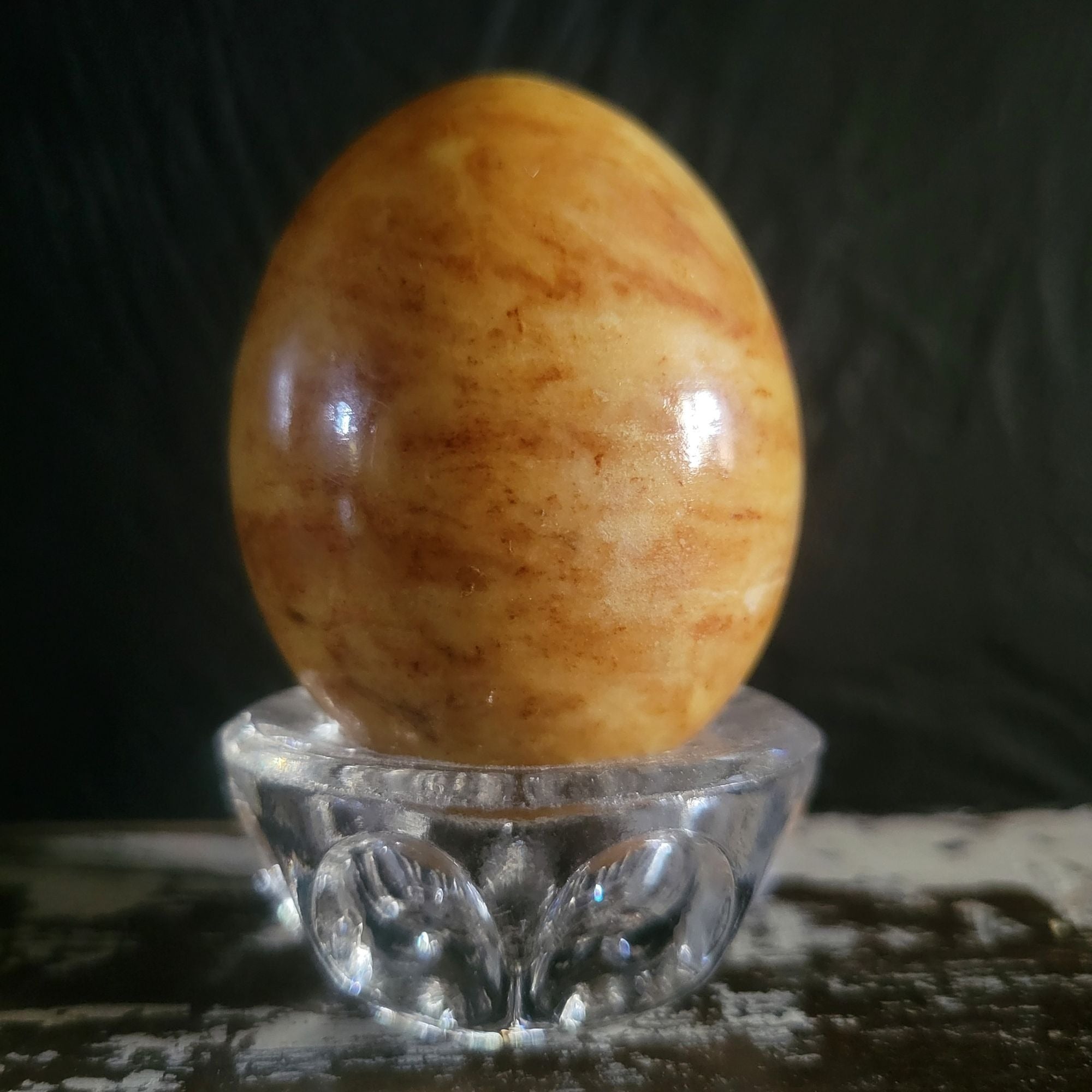 Vintage Genuine Brown Alabaster Hand-Carved Egg Made In Italy