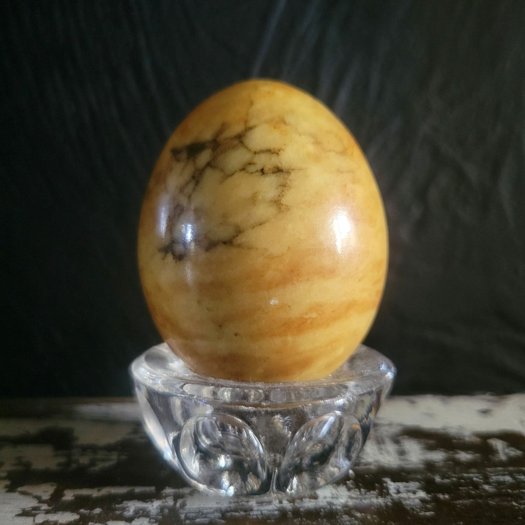 Vintage Genuine Brown Alabaster Hand-Carved Egg Made In Italy
