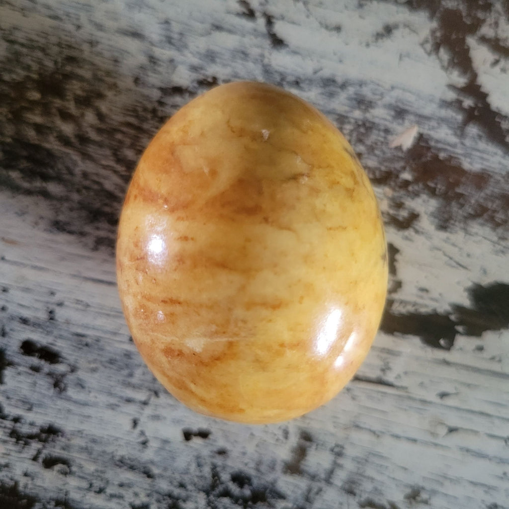 Vintage Genuine Brown Alabaster Hand-Carved Egg Made In Italy
