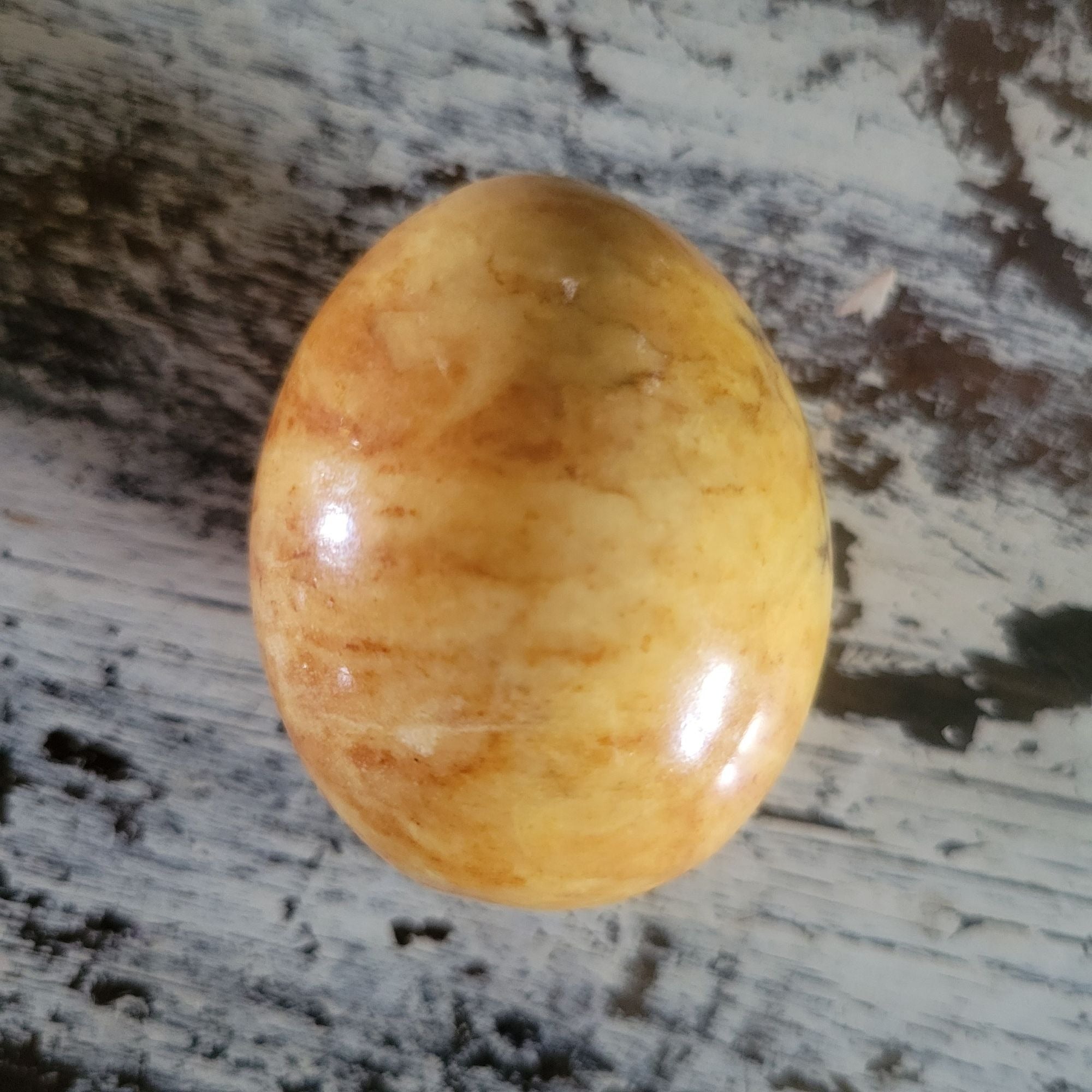 Vintage Genuine Brown Alabaster Hand-Carved Egg Made In Italy