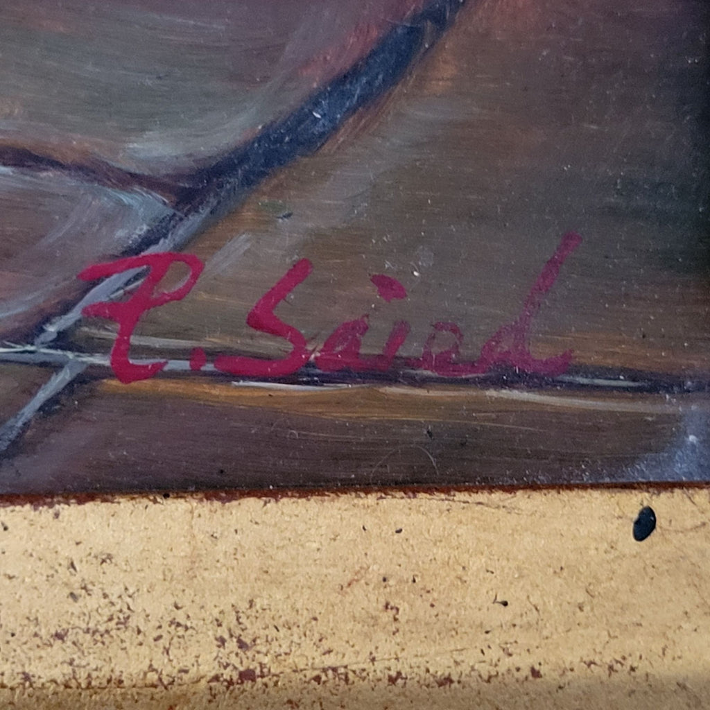 Oil Painting on Board of Three Kittens Signed P. Saied With Gold Frame