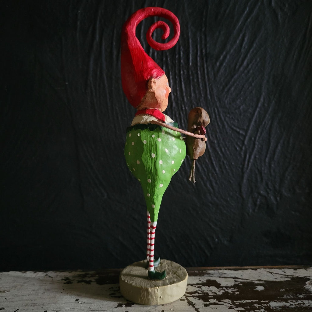 Giving Gabe Figurine By Lori Mitchell Christmas Elf Figurine with Teddy Bear