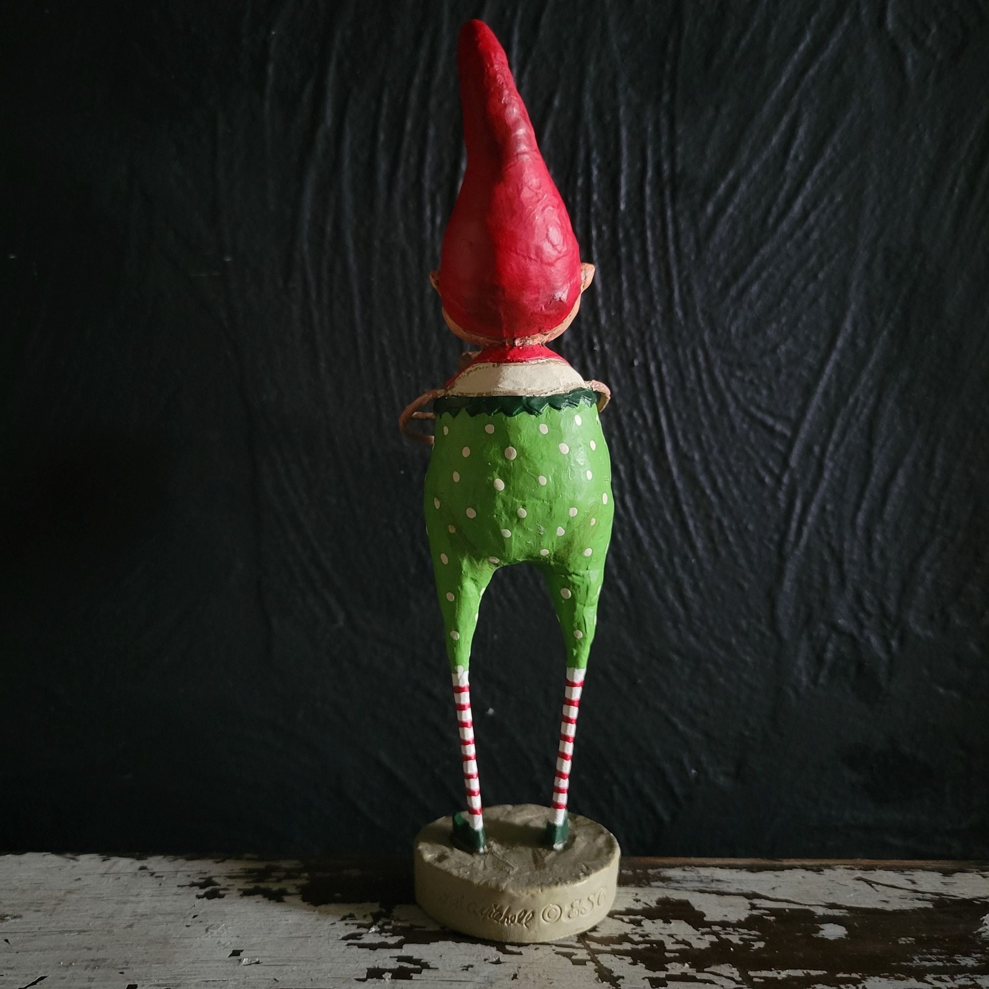 Giving Gabe Figurine By Lori Mitchell Christmas Elf Figurine with Teddy Bear