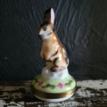 Vtg Limoges Charmart Decor Main Porcelain Box Brown Rabbit Figurine Trinket Box