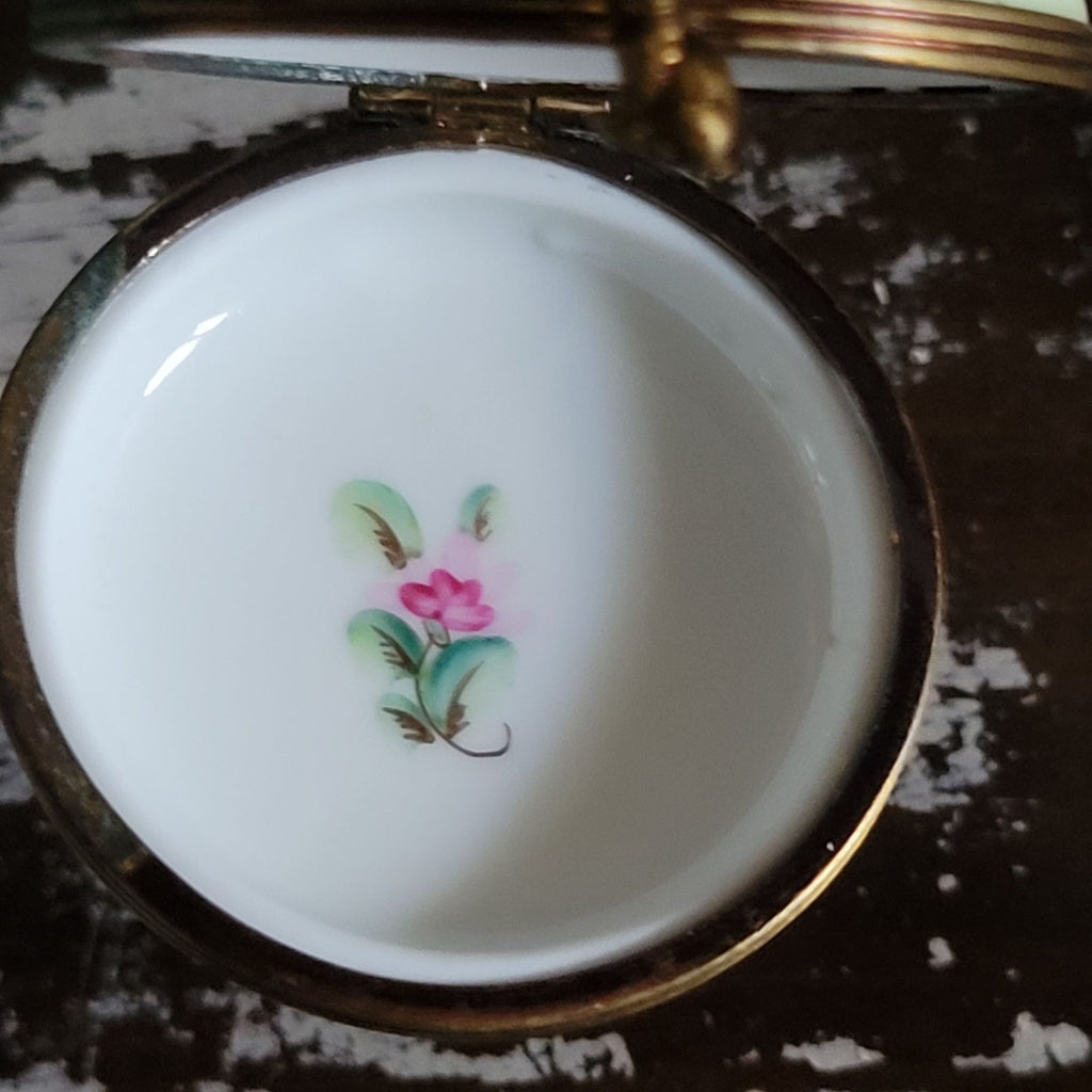 Vtg Limoges Charmart Decor Main Porcelain Box Brown Rabbit Figurine Trinket Box