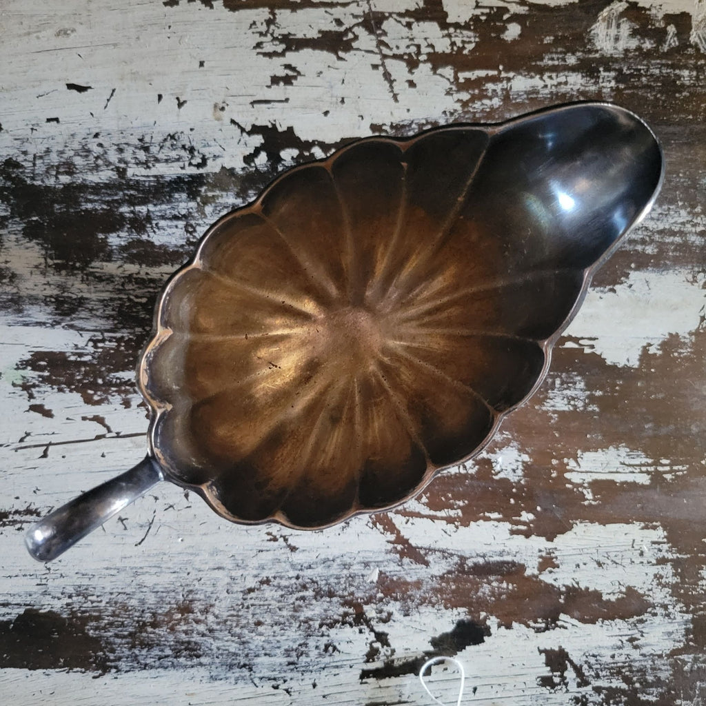 Vintage Monogrammed Silverplate Gravy Boat / Sauce Boat