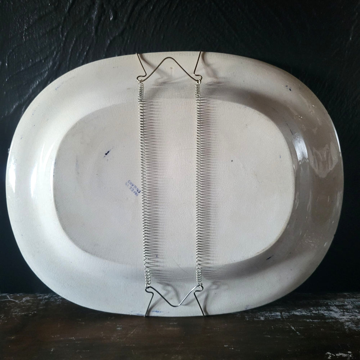 Antique Blue Willow Platter Blue and White Chinoiserie w Hanger England 13"