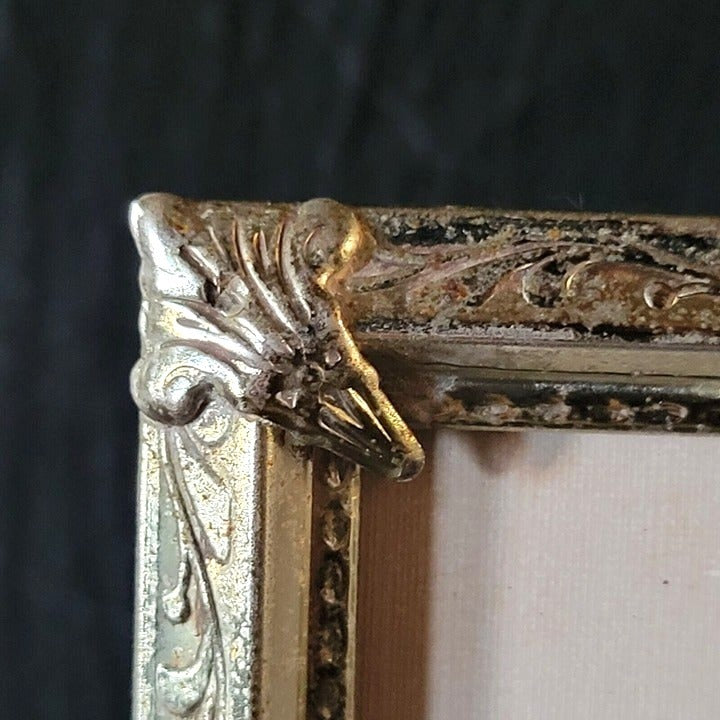 Vintage Metal Picture Frame with Antique Photo of Couple - Mollie and Elmer Reed