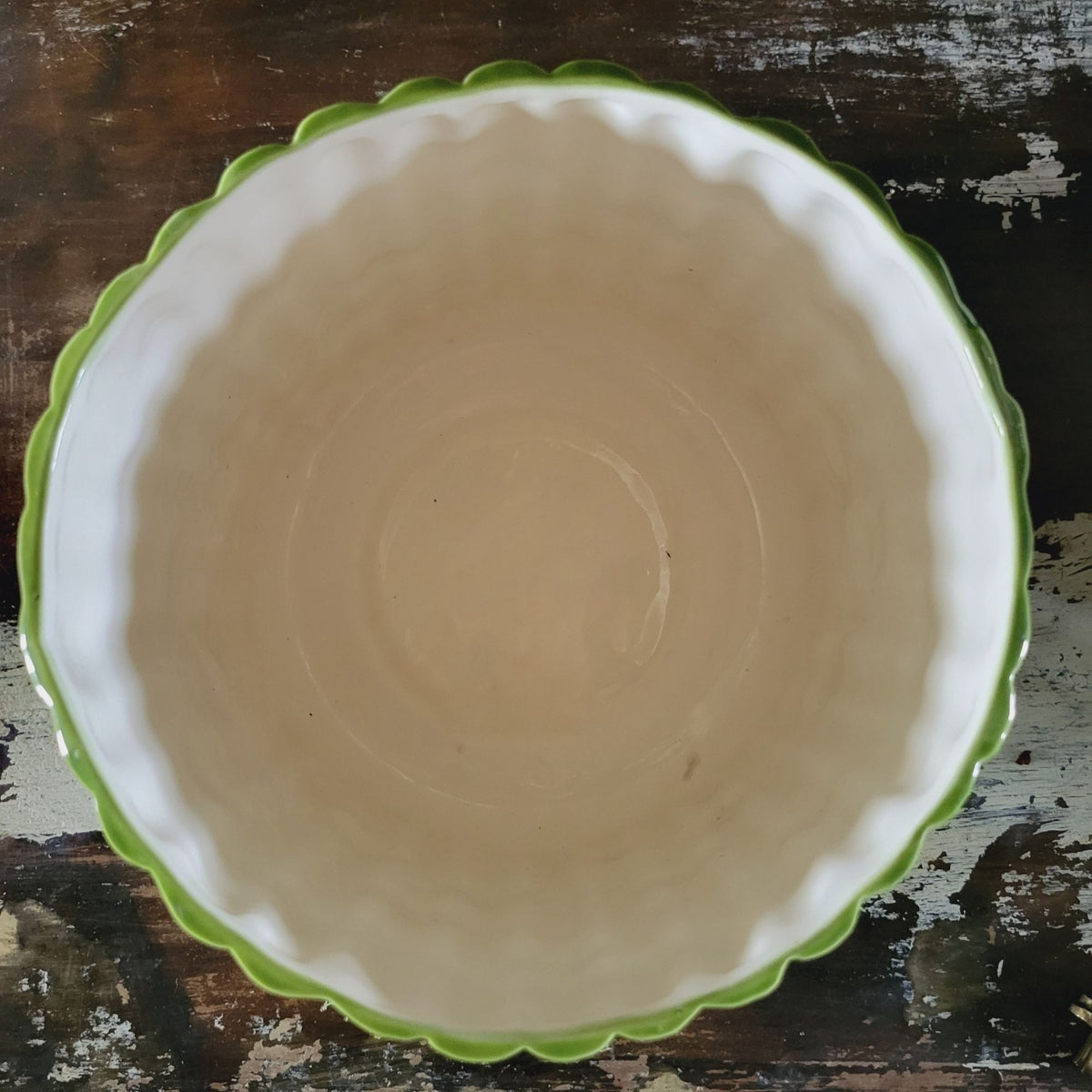 Vintage Green Ceramic Bamboo Planter Textured Faux Bamboo Design