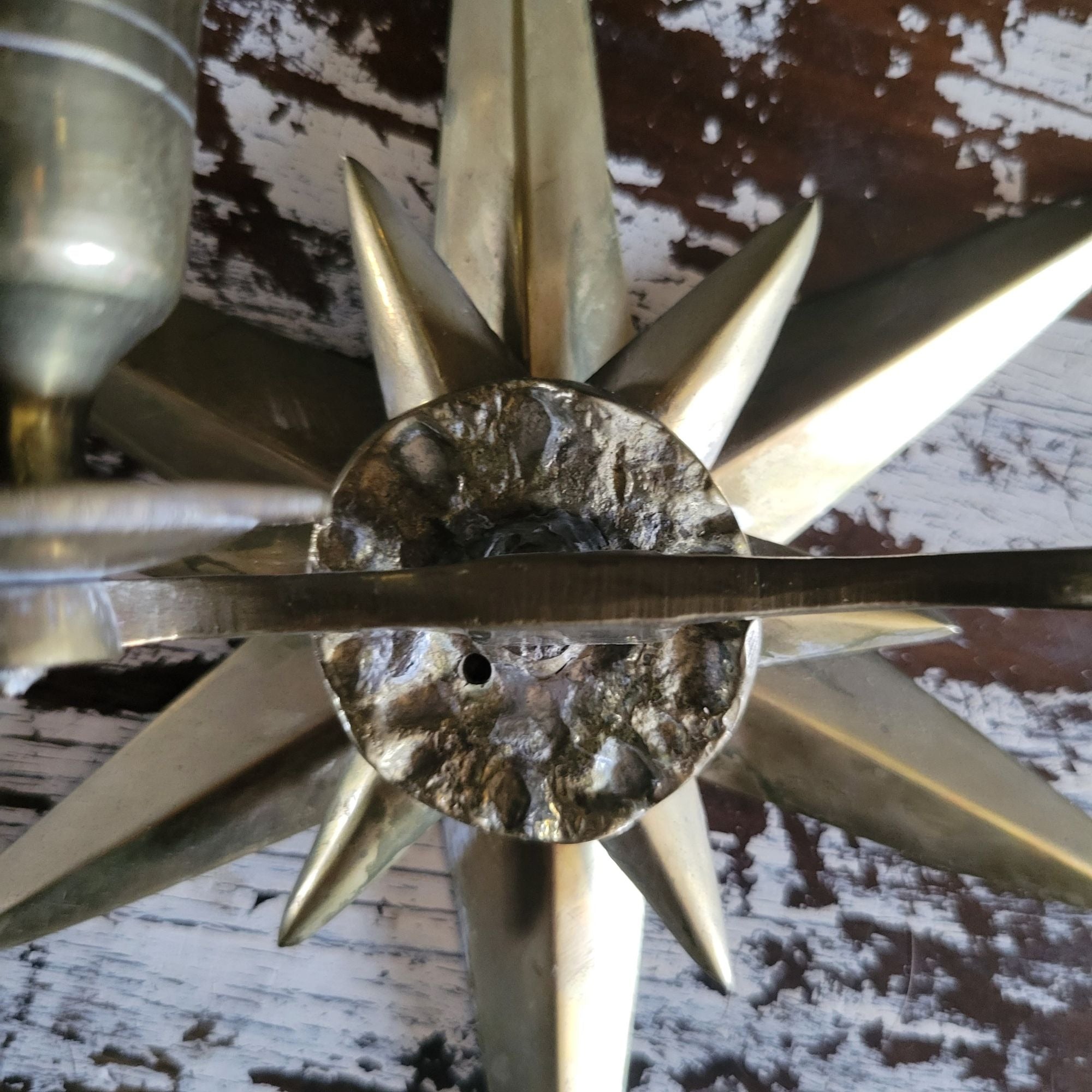 Vintage Set Brass Starburst Double Candlestick Wall Sconces Candle Holders