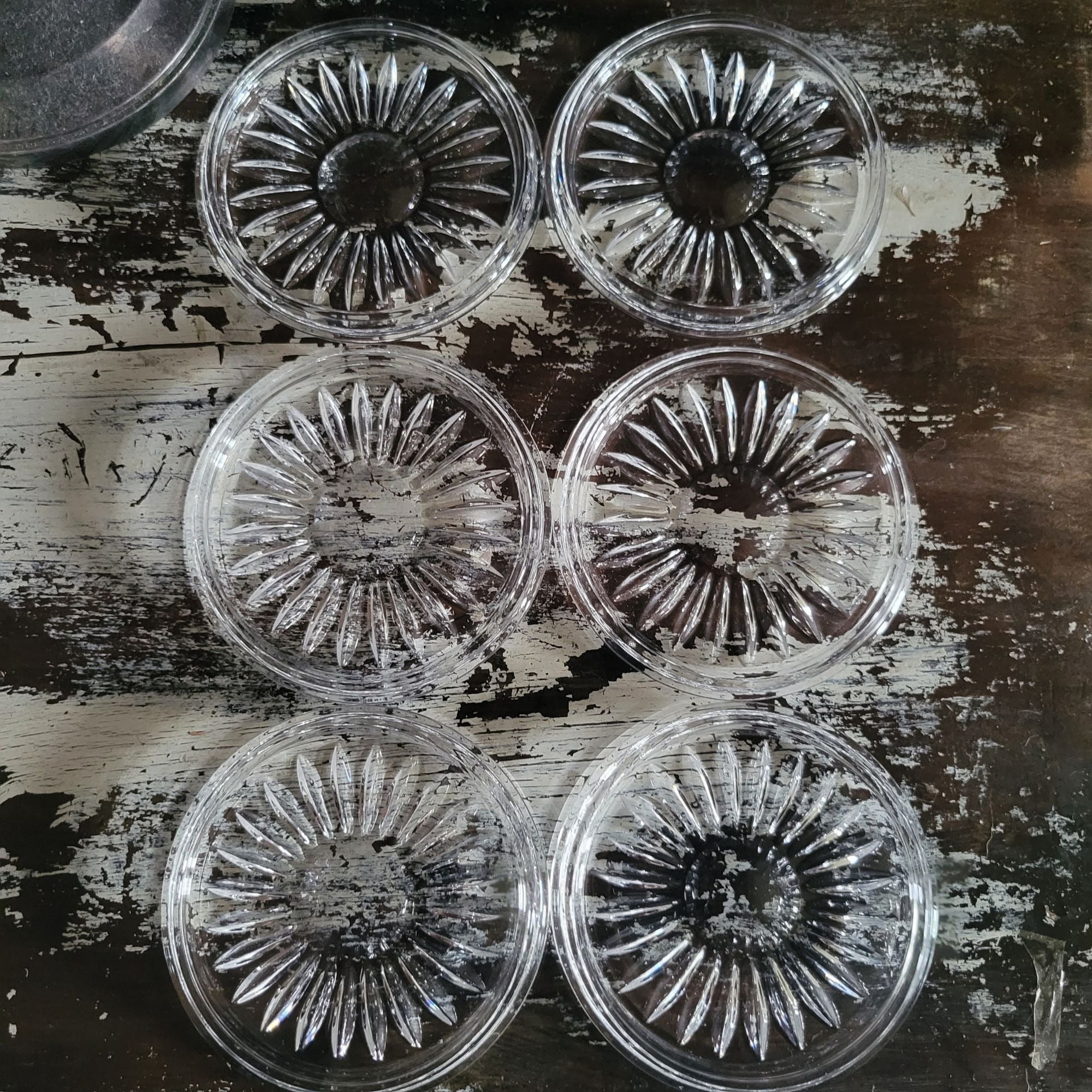 Set Of 6 Vtg Nachtmann Bleikristall Crystal Coasters Sunburst Design W. Germany