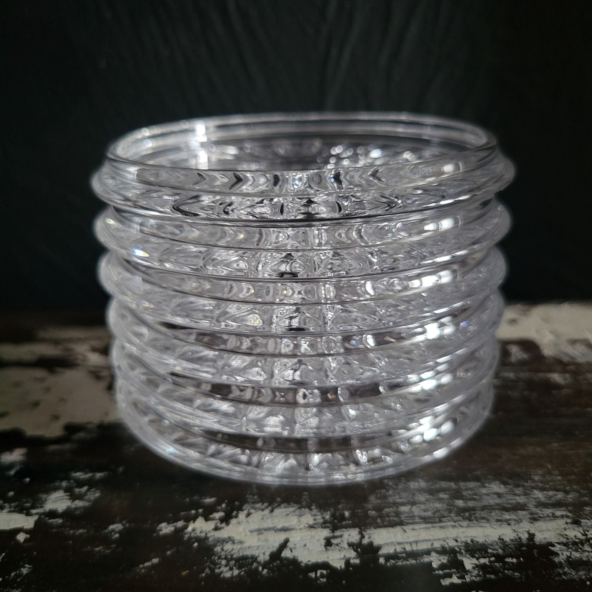 Set Of 6 Vtg Nachtmann Bleikristall Crystal Coasters Sunburst Design W. Germany