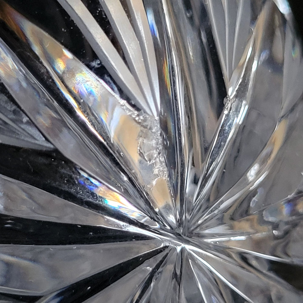 Large Vtg Hand-Cut Lead Crystal Basket Bohemian Crystal Centerpiece Basket 9.75"