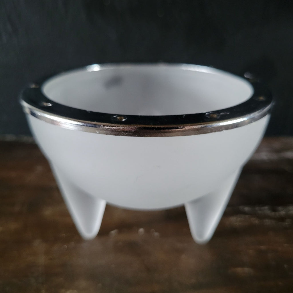 Cilla Persson Passion For Nybro Frosted Glass Bowl With Three Legs Metal Rim