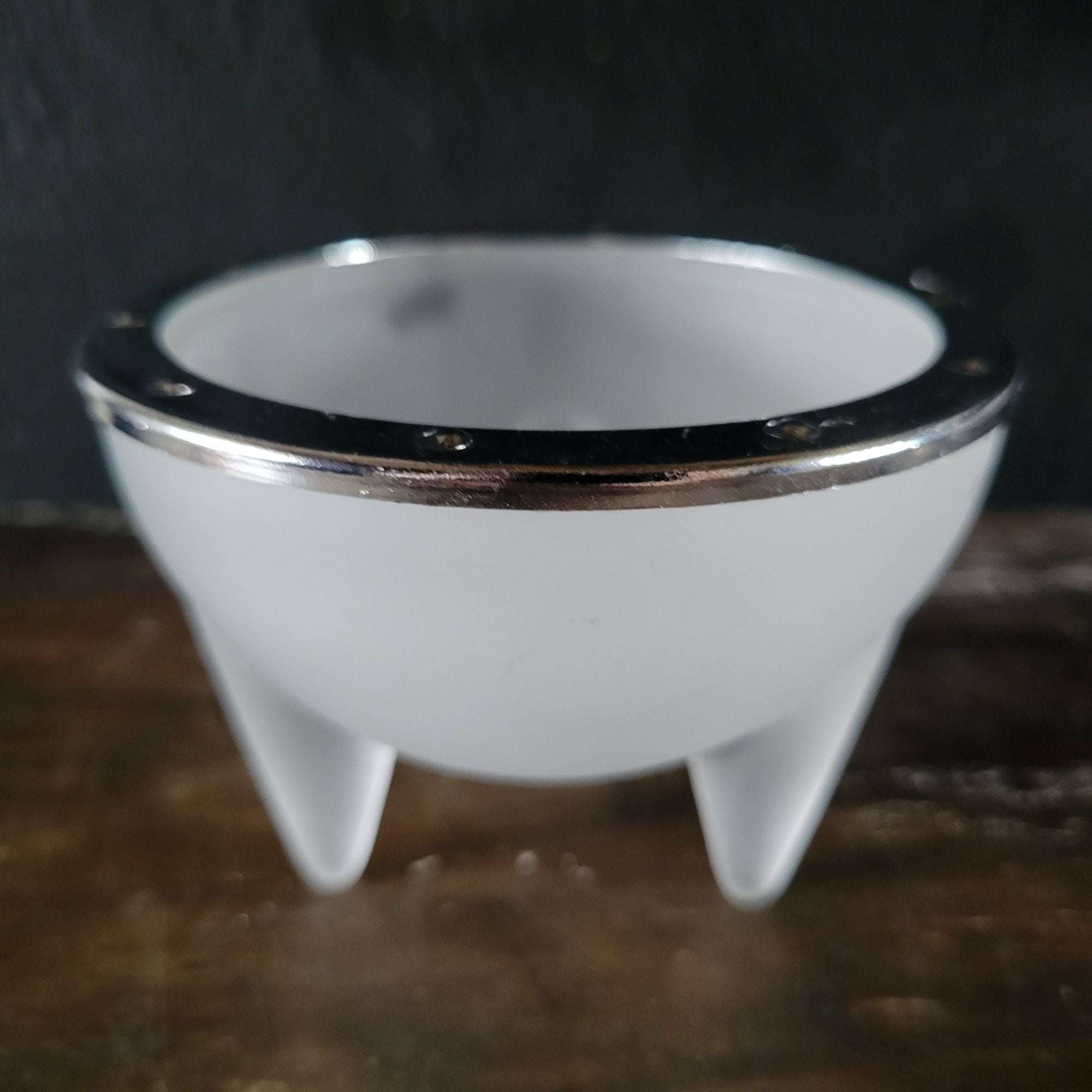 Cilla Persson Passion For Nybro Frosted Glass Bowl With Three Legs Metal Rim