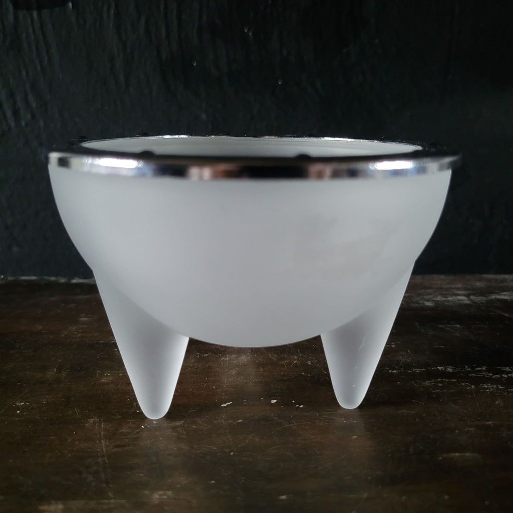 Cilla Persson Passion For Nybro Frosted Glass Bowl With Three Legs Metal Rim