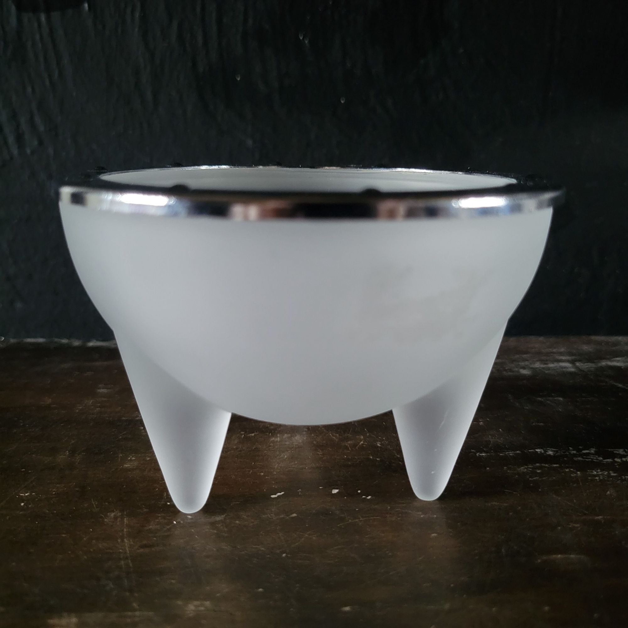 Cilla Persson Passion For Nybro Frosted Glass Bowl With Three Legs Metal Rim