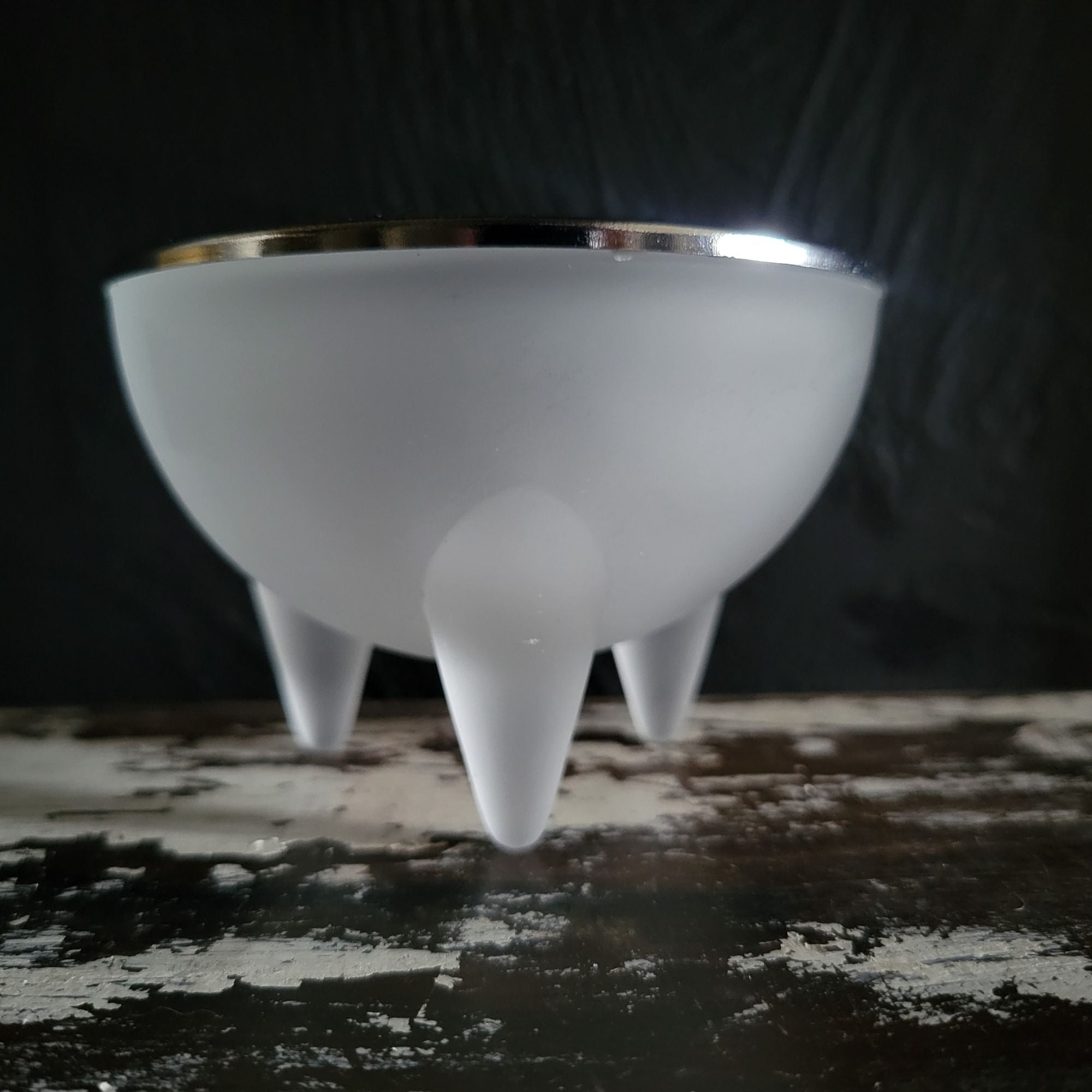 Cilla Persson Passion For Nybro Frosted Glass Bowl With Three Legs Metal Rim