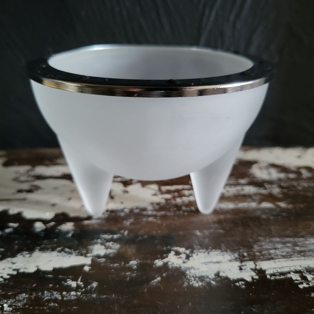 Cilla Persson Passion For Nybro Frosted Glass Bowl With Three Legs Metal Rim