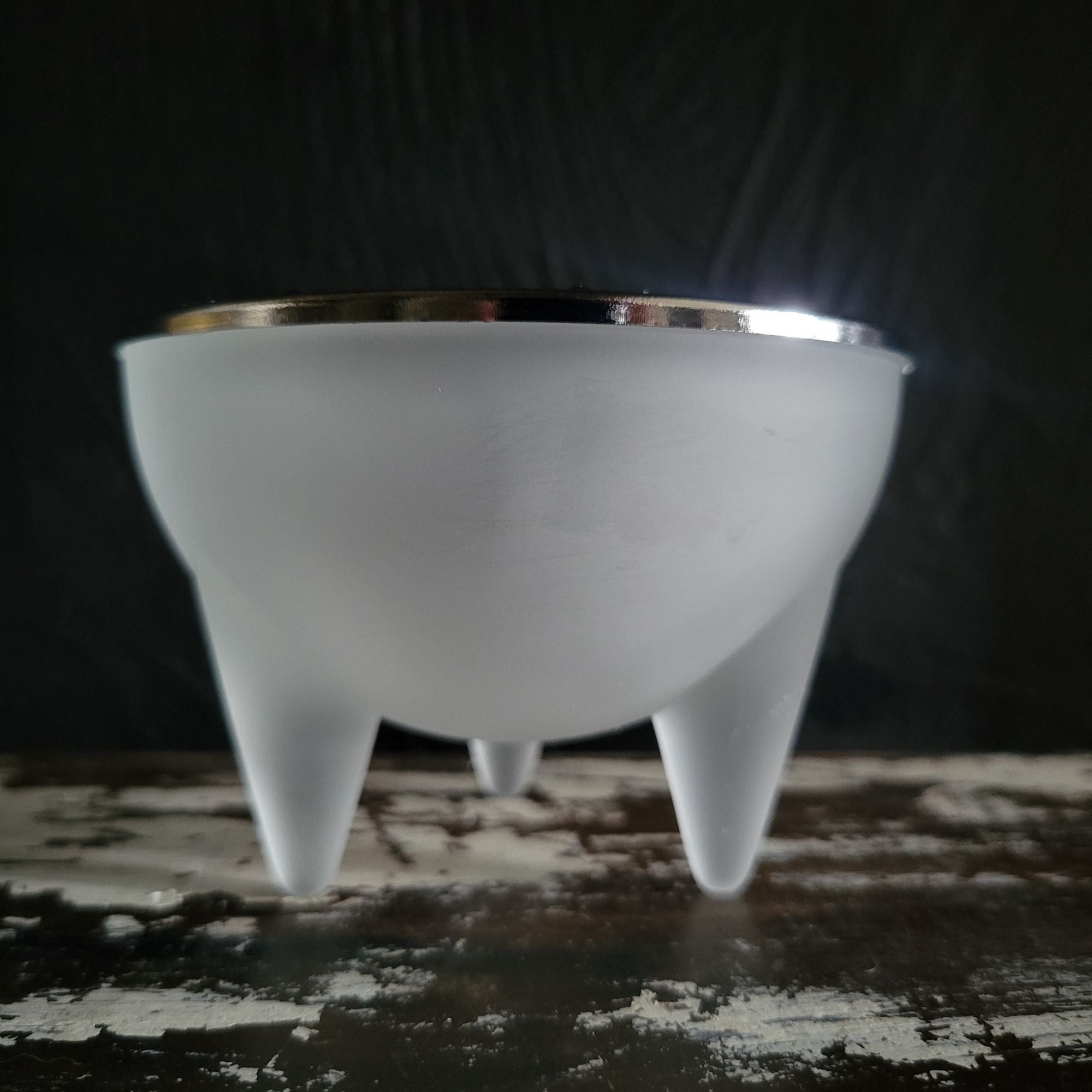Cilla Persson Passion For Nybro Frosted Glass Bowl With Three Legs Metal Rim