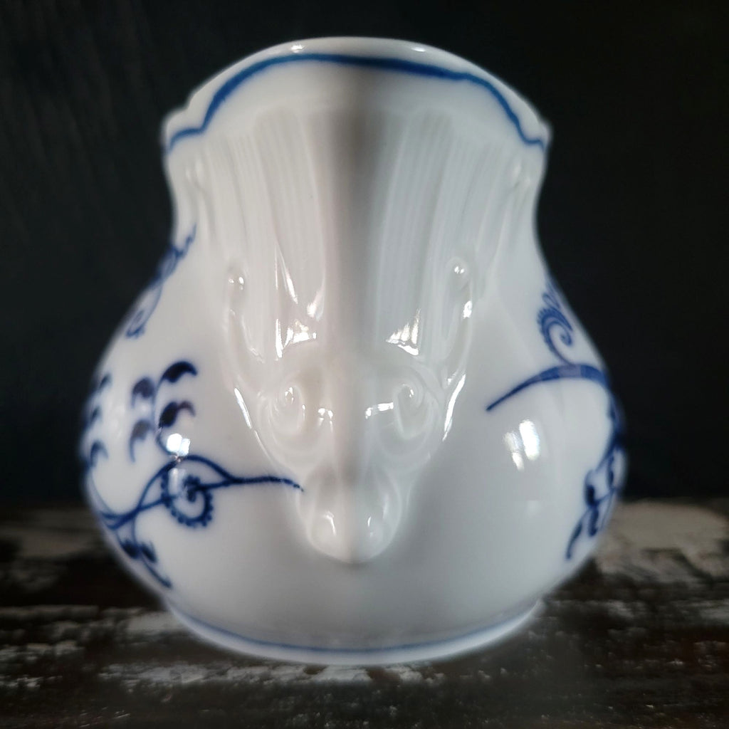 Vtg Blue Danube Creamer Jug 6 Oz Blue and White Porcelain Floral & Scroll Design