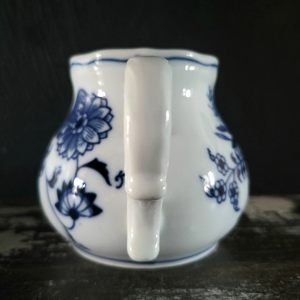 Vtg Blue Danube Creamer Jug 6 Oz Blue and White Porcelain Floral & Scroll Design