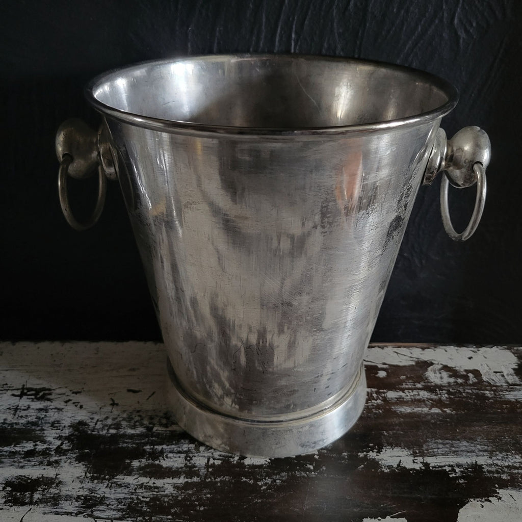 Sur La Table Champagne Bucket Weathered Silver-Toned Metal With Side Handles