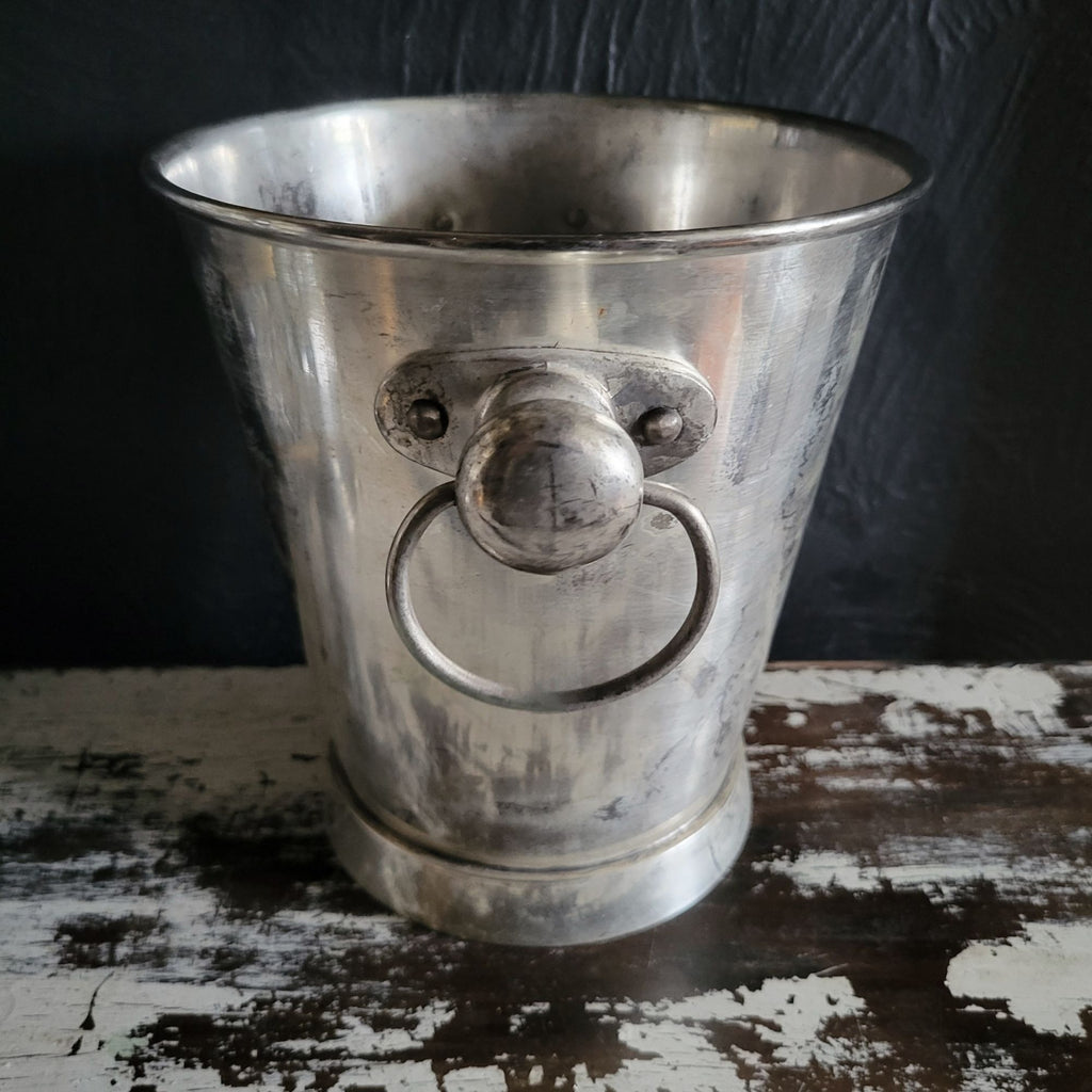 Sur La Table Champagne Bucket Weathered Silver-Toned Metal With Side Handles