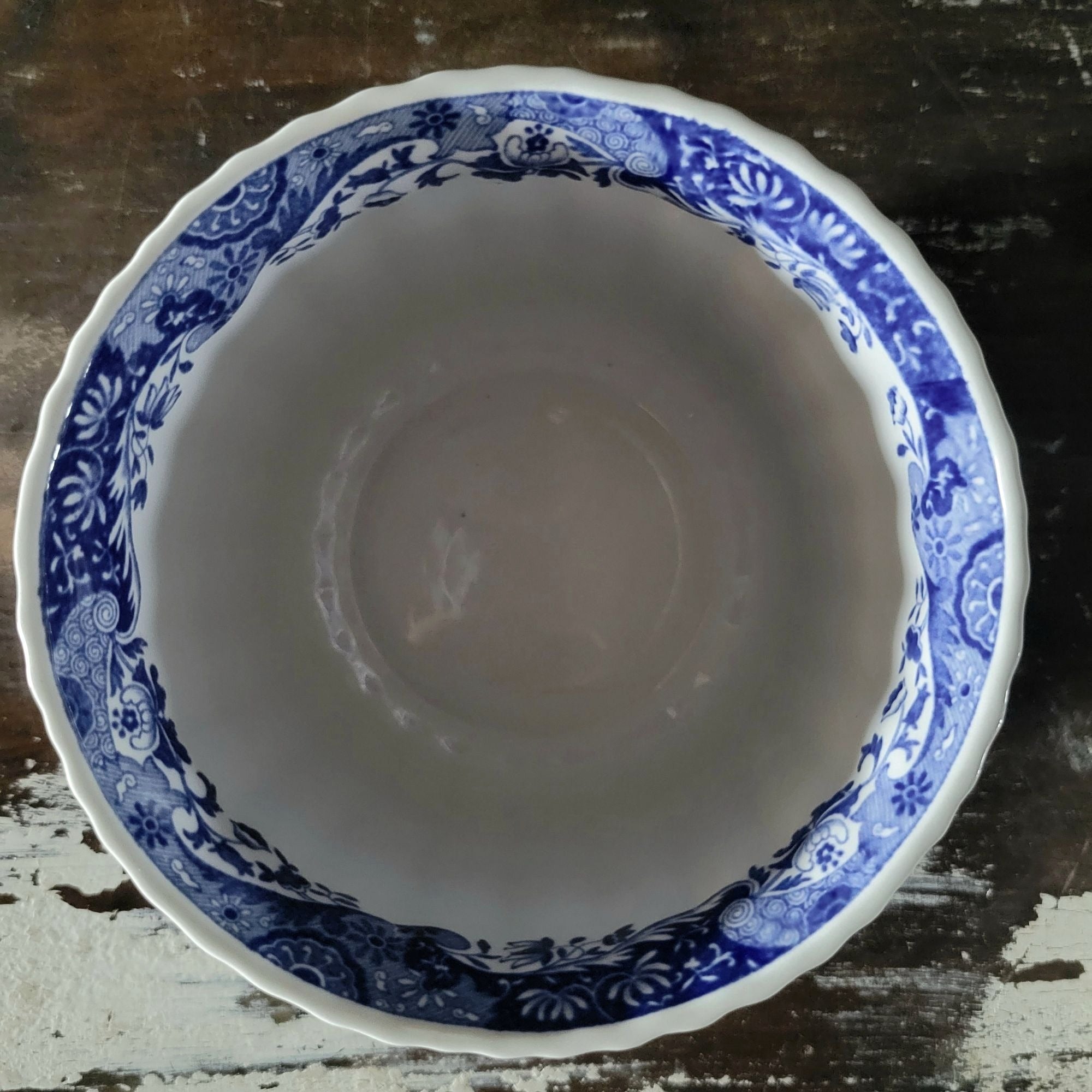 Vintage Spode Blue Italian Cachepot Fluted English Blue And White Planter 5"