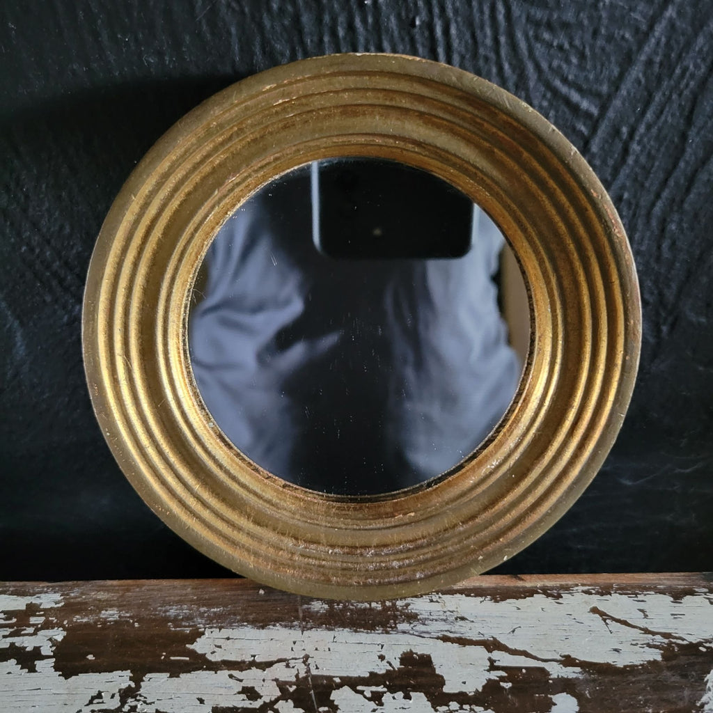 Small Vtg Italian Florentine Ornate Gold Gilt Wood Petite Mirror 5.125 Inches