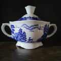 Vtg Landscape Blue By Arabia Of Finland Blue & White Sugar Bowl Dual Handles