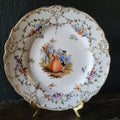 Antique Meissen Deep Plate Courting Couple Romantic Scene Floral Design 8.75"