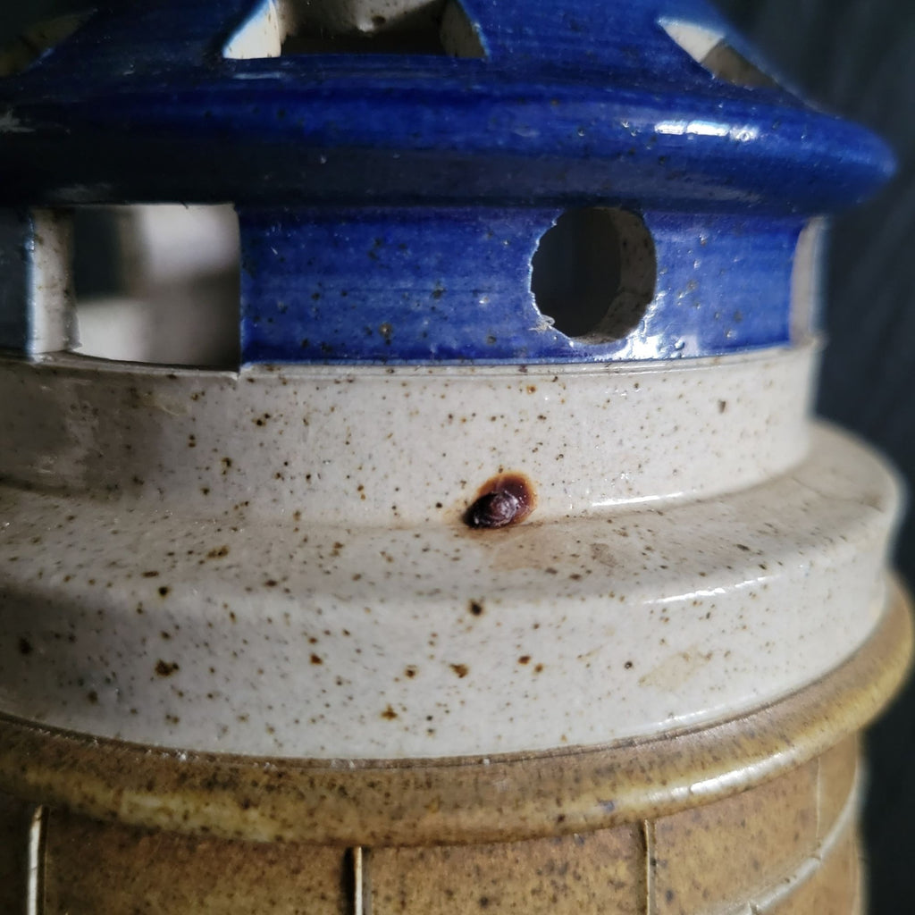 Vintage 1991 Gills Rock Stoneware Lighthouse Pottery Signed Wisconsin 9.5"