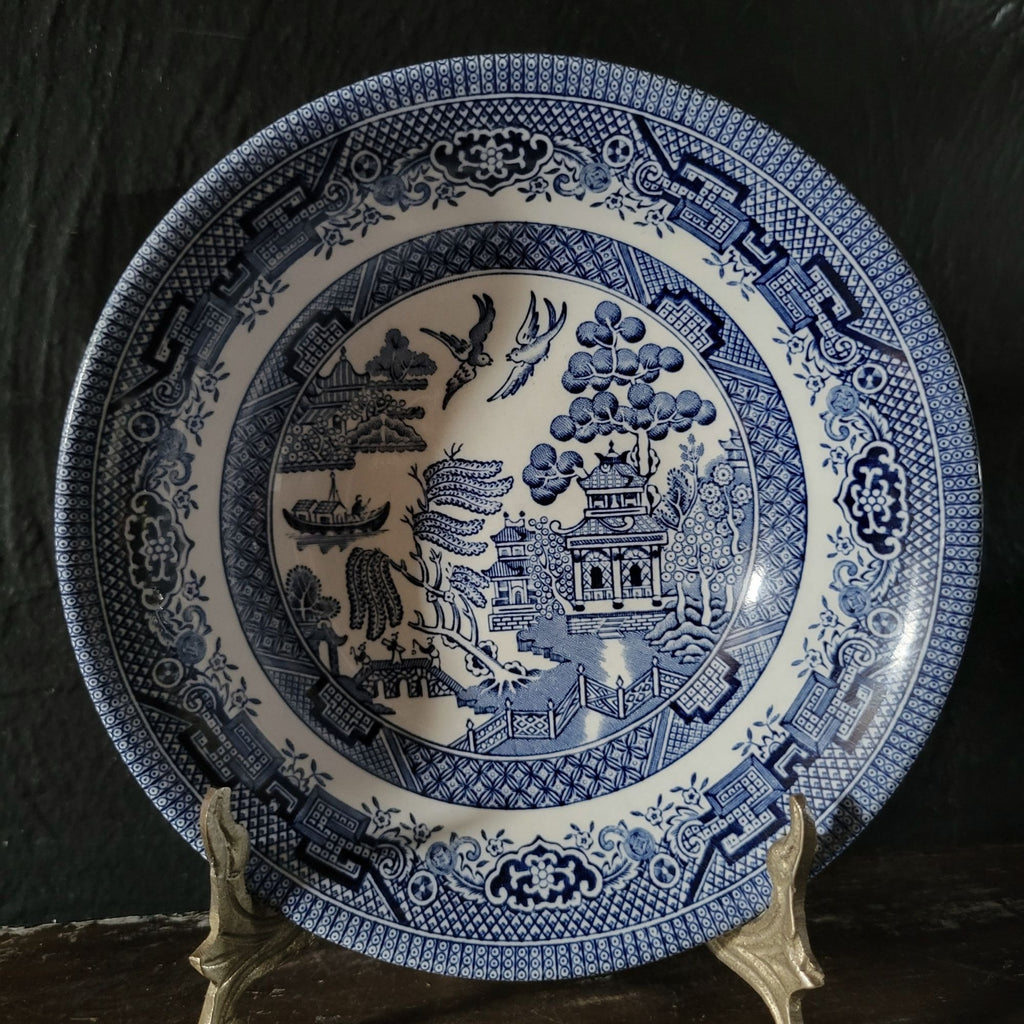 Churchill Blue Willow Coupe Cereal Bowl, Blue and White Grandmillennial 6" Light