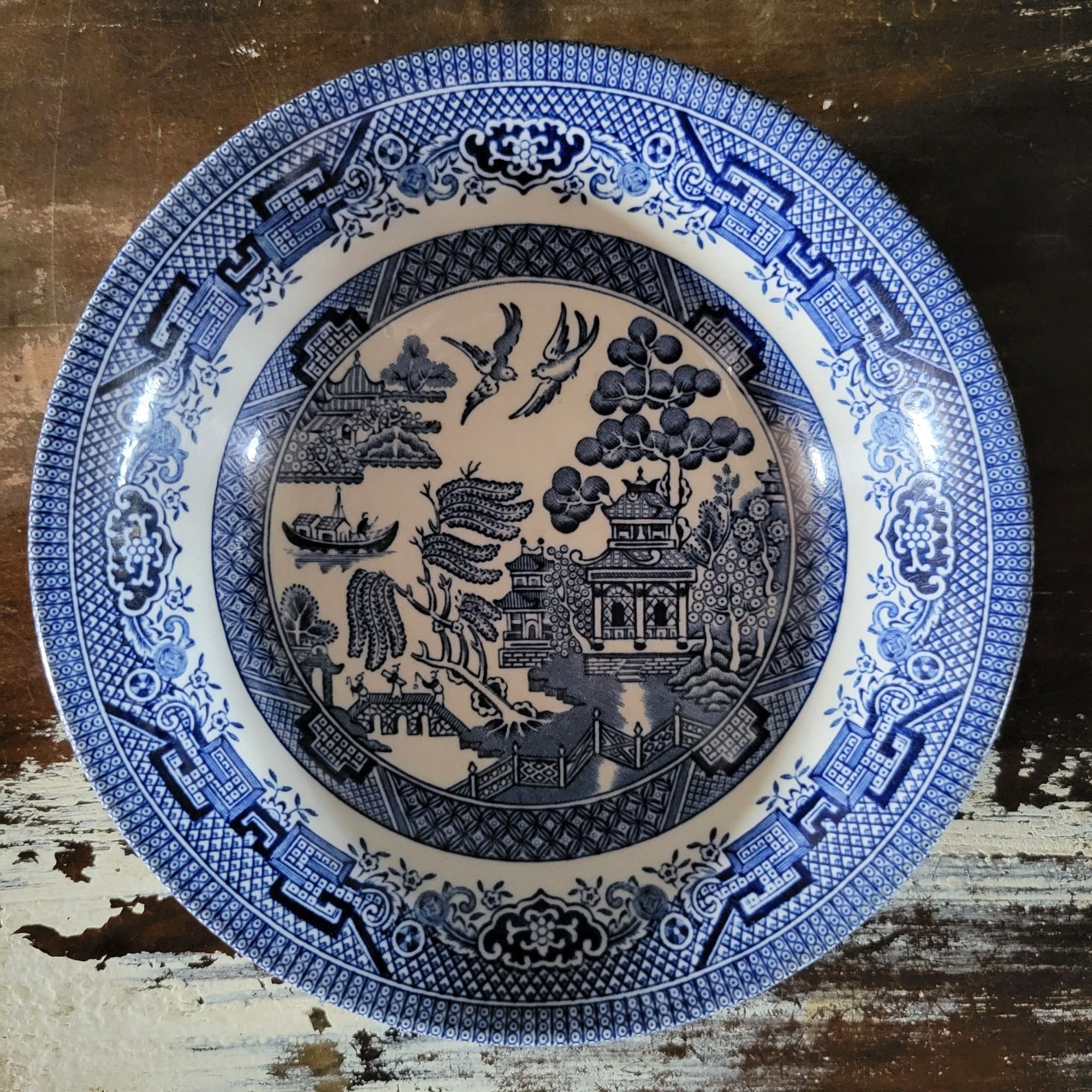 Churchill Blue Willow Coupe Cereal Bowl, Blue and White Grandmillennial 6" Light