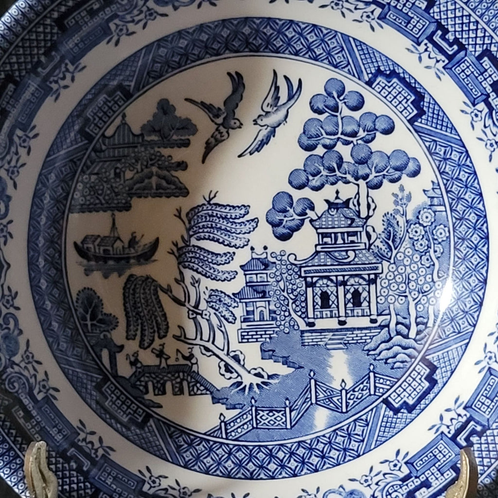 Churchill Blue Willow Coupe Cereal Bowl, Blue and White Grandmillennial 6" Light