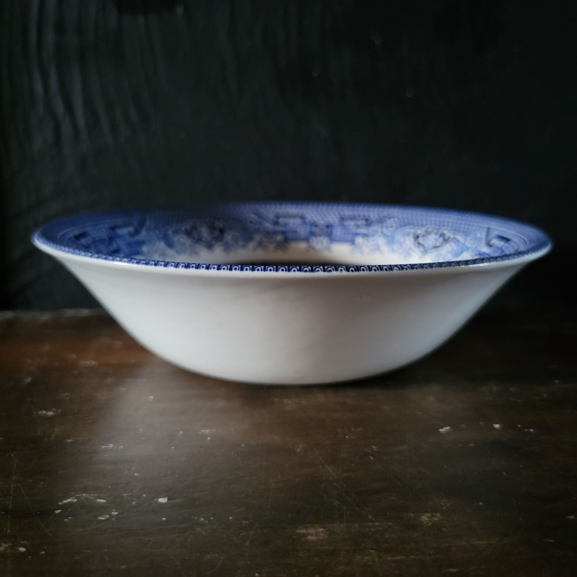 Churchill Blue Willow Coupe Cereal Bowl, Blue and White Grandmillennial 6" Light