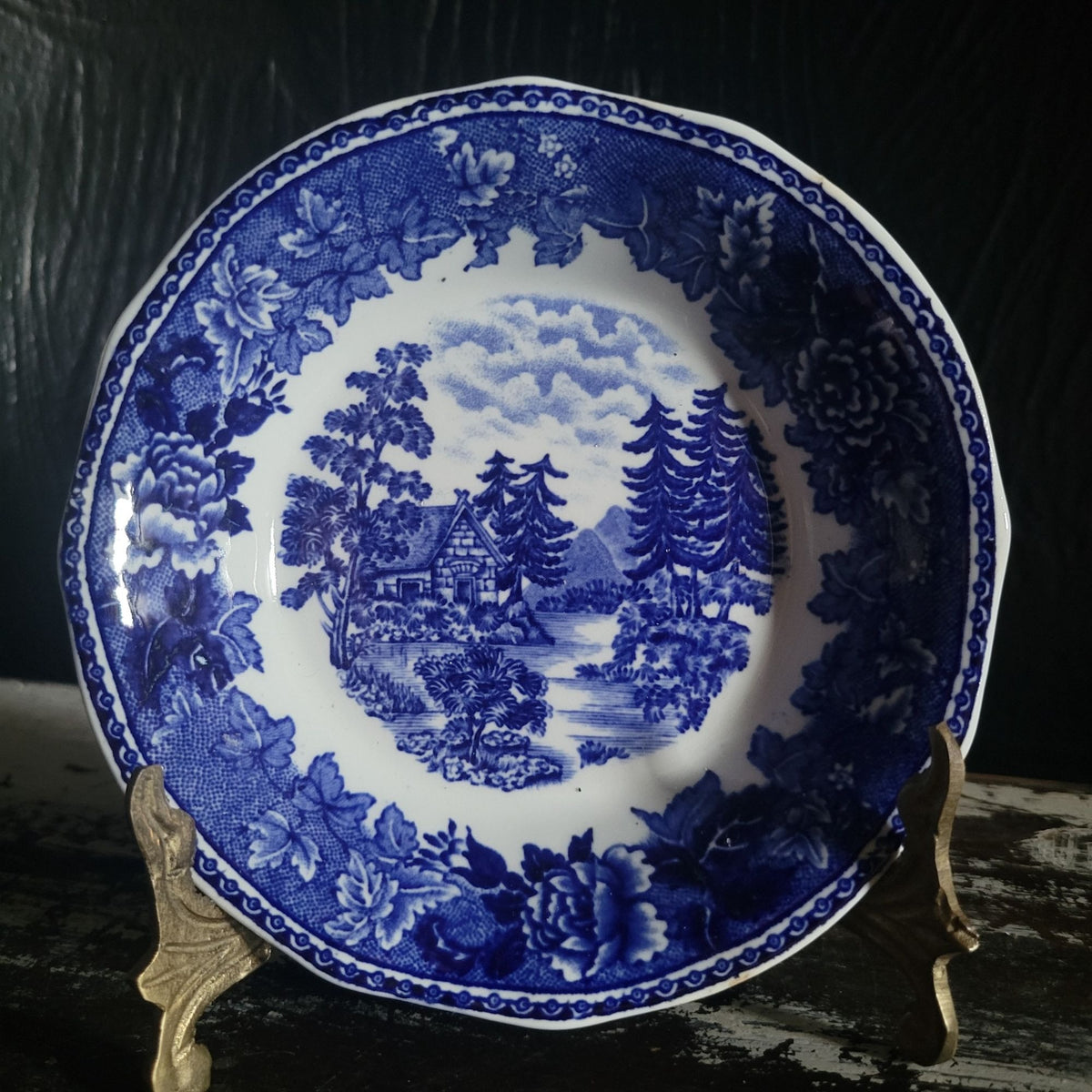 Vtg Landscape Blue By Arabia Of Finland Fruit Dessert Sauce Berry Bowl *Read