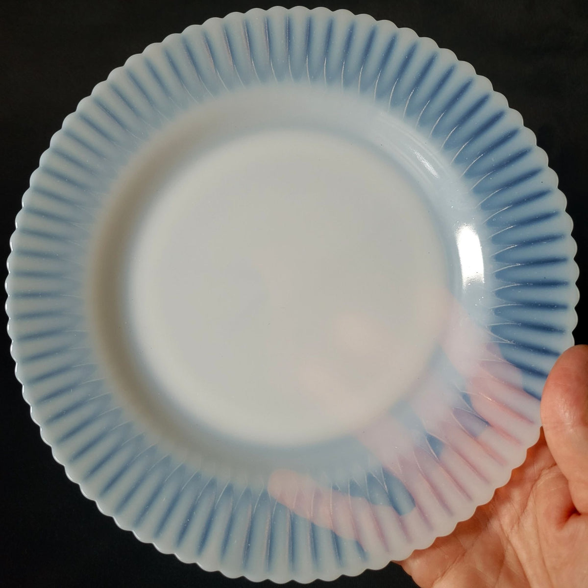 Antique MacBeth-Evans Petalware Monax Opalescent Depression Glass Dinner Plate