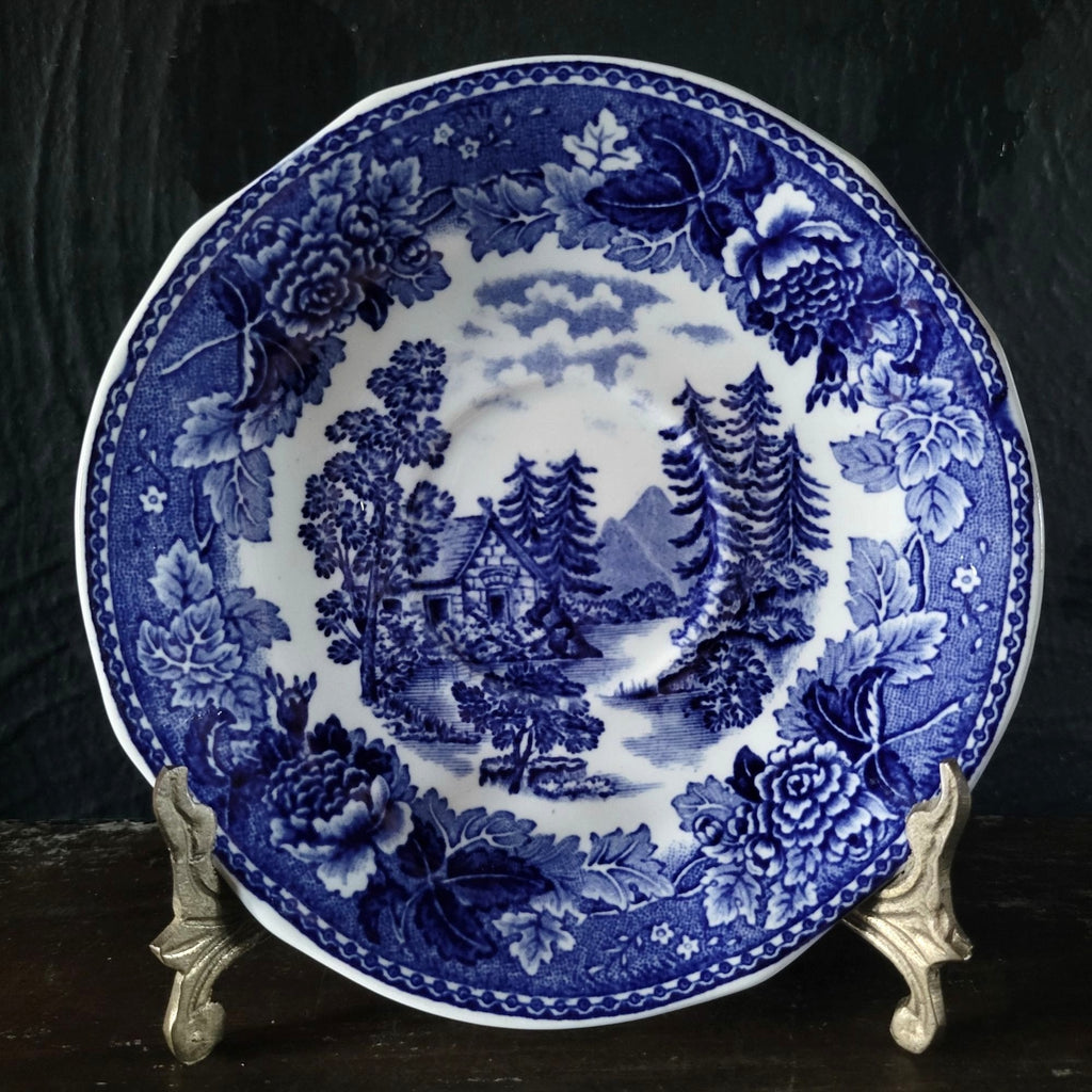 Vintage Landscape Blue By Arabia Of Finland Blue and White Transferware Saucer