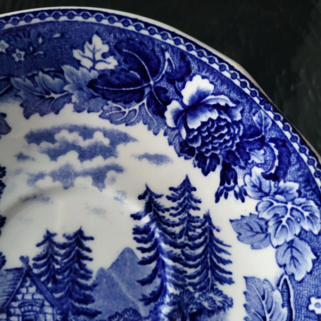 Vintage Landscape Blue By Arabia Of Finland Blue and White Transferware Saucer